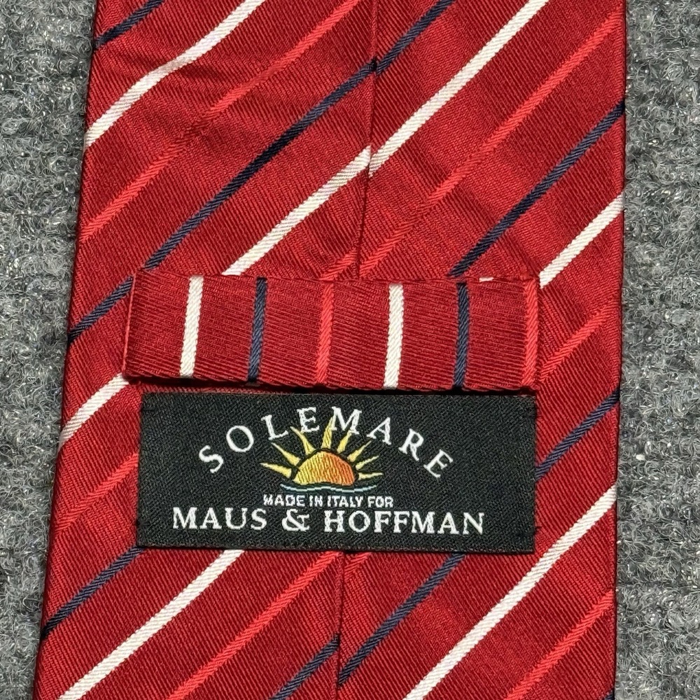 Solemare MAUS & HOFFMAN Tie Red White Blue Striped 100% Silk Italy